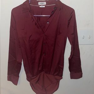 Express Maroon Button Up bodysuit